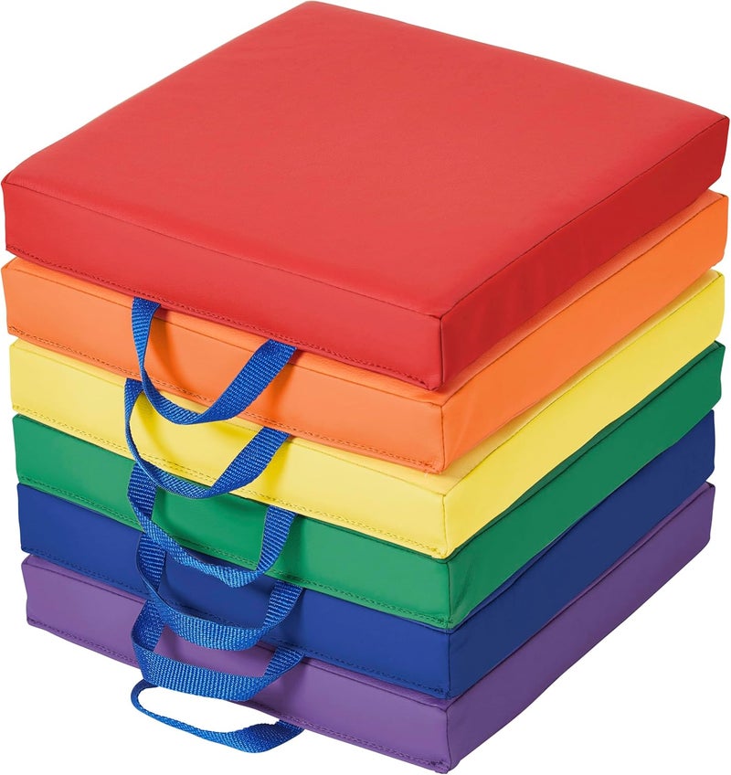 Back2School Express Store Square Floor Cushions with Handles, Flexible Seating, Assorted, 6-Piece - Image 1